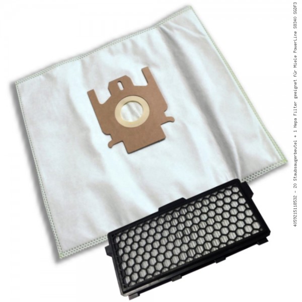 20 Staubsaugerbeutel + 1 Hepa Filter geeignet für Miele PowerLine S8340 SGDF3 