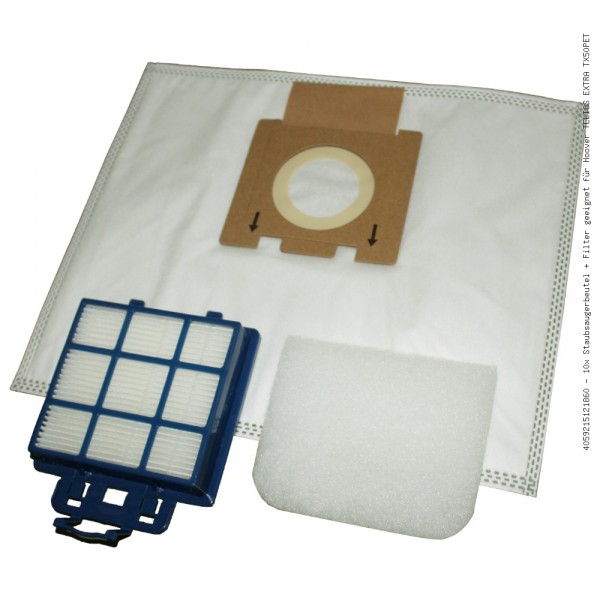 10x Staubsaugerbeutel + Filter geeignet für Hoover TELIOS EXTRA TX50PET
