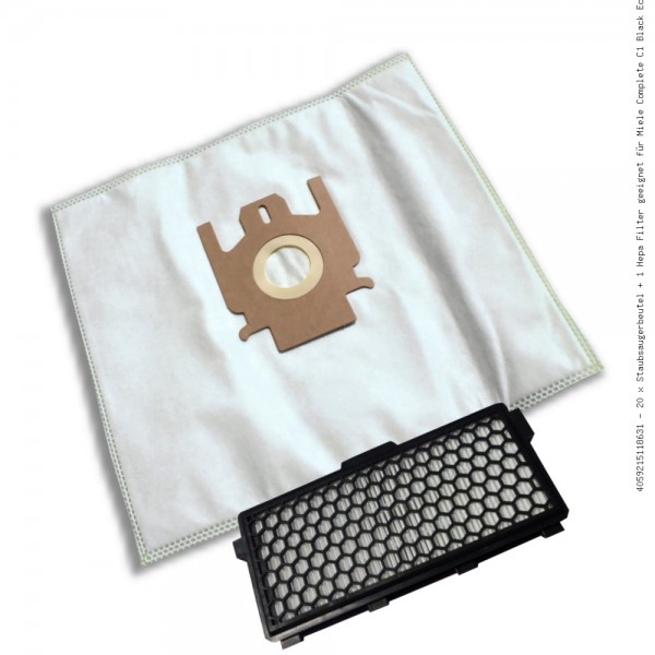 20 x Staubsaugerbeutel + 1 Hepa Filter geeignet für Miele Complete C1 Black Ecoline 