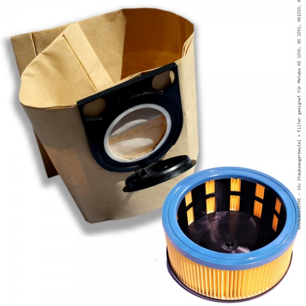 10x Staubsaugerbeutel + Filter geeignet für Metabo AS 1200, AS 1201, AS1200, AS1201